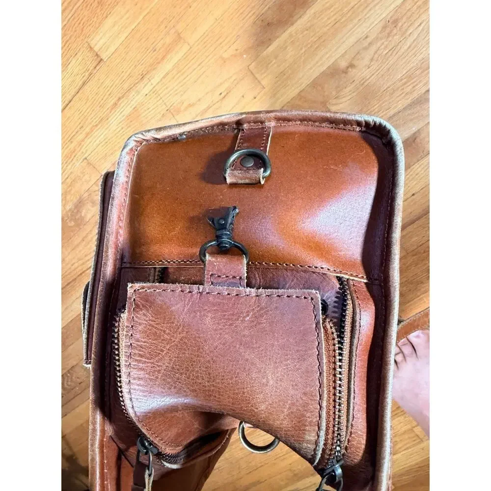 Vintage Brown Leather Small Dog Pet Carrier Bag Travel Tote Ventilated 18